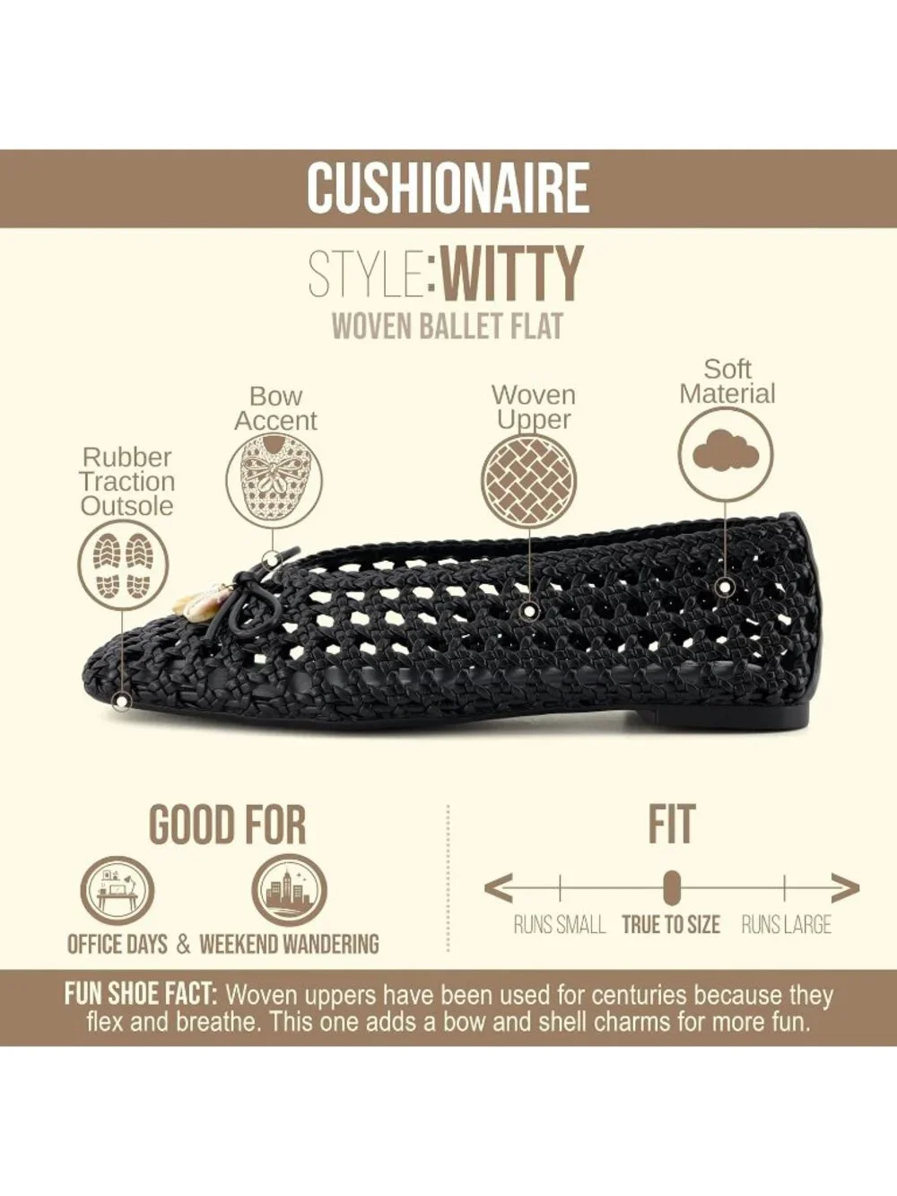 Women's Black Faux Leather Witty Hand Woven Ballet Comfortable Pointed Toe Flats